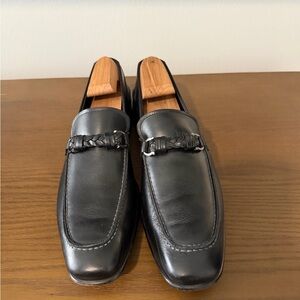 Salvatore Ferragamo Black Leather Slip-On Loafers